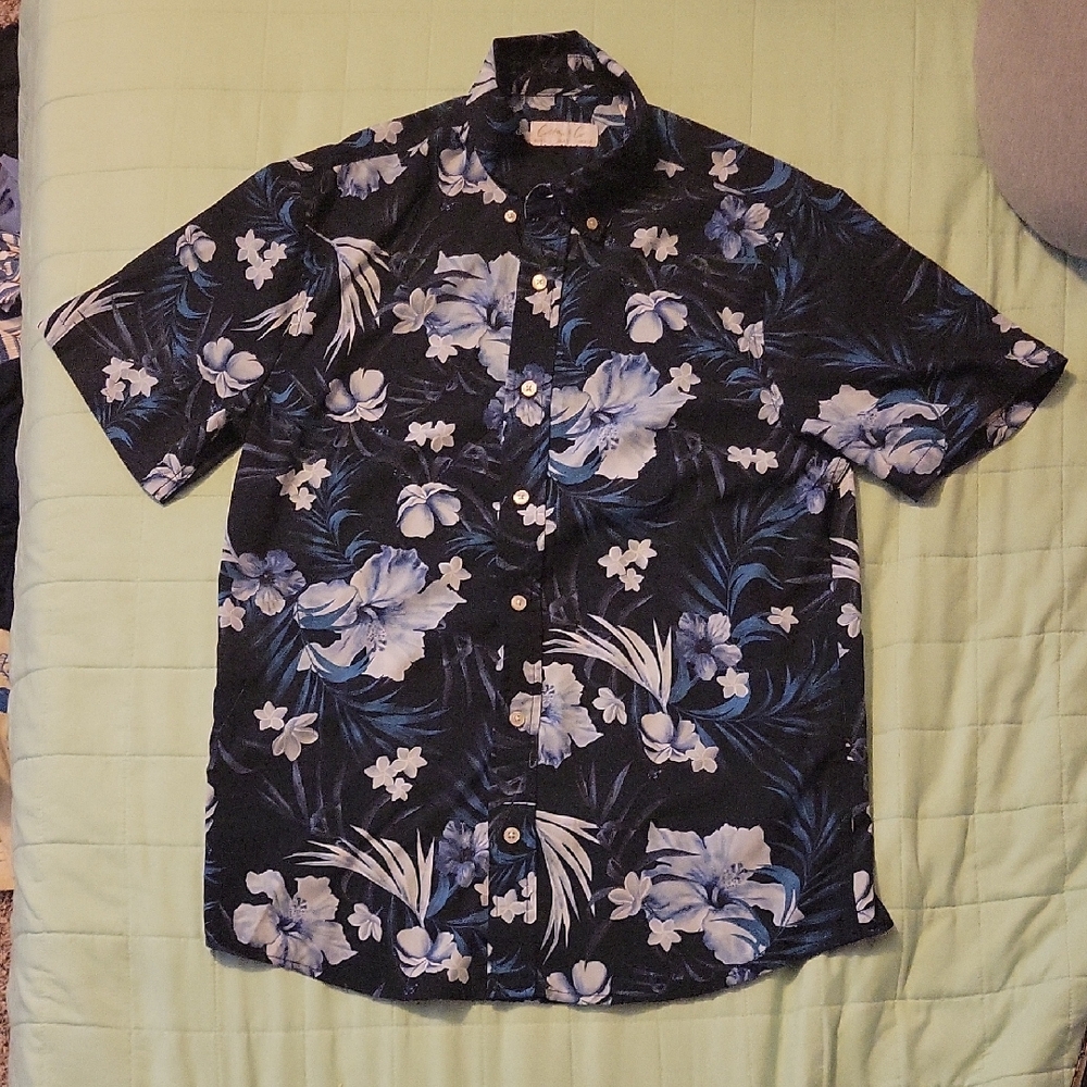 Men's Floral Short Sleeve Shirt - Blue